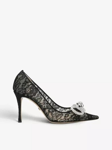 MACH & MACHDouble Bow crystal-embellished lace heeled courts