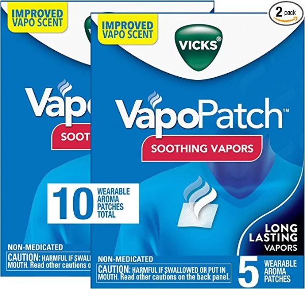 VapoPatch, Wearable Mess-Free Aroma Patch, Soothing & Comforting Non-MedicatedVapors, For Adults & Children Ages 6+, 5ct (2 pack)
