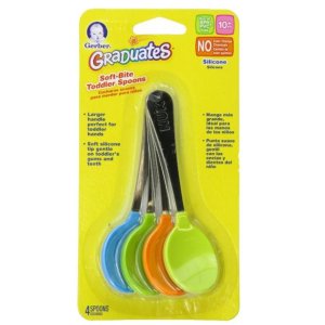 Gerber Graduates Soft-Bite Toddler Spoons in Assorted Colors, 4-count @ Amaozn