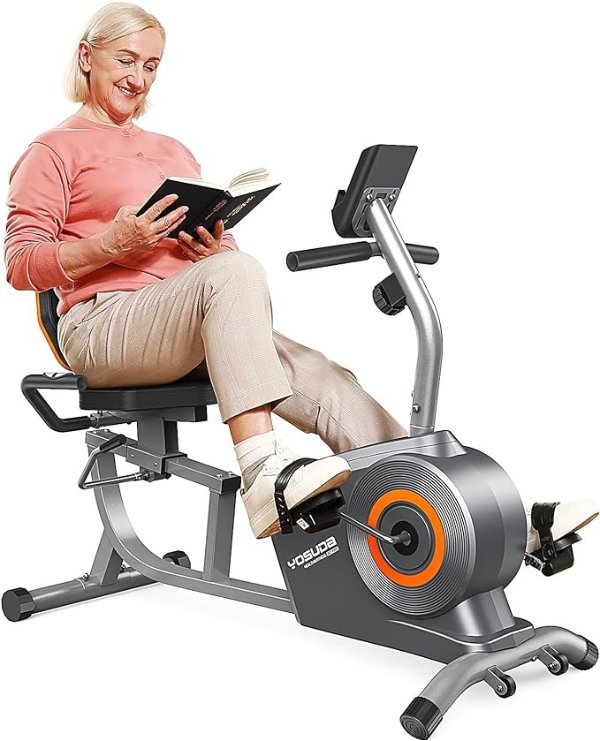 Recumbent Exercise Bike 350LB Weight Capacity-Recumbent Bikes for Home Use with Comfortable Seat, Pulse Sensor & 16-level Resistance