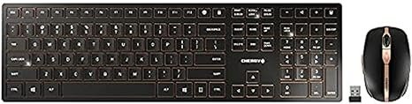 DW 9100 Slim Wireless Keyboard and Mouse Set Combo Rechargeable with SX Scissor Mechanism, Silent keystroke Quiet Typing with Thin Design for Work or Home Office. (Black & Bronze)