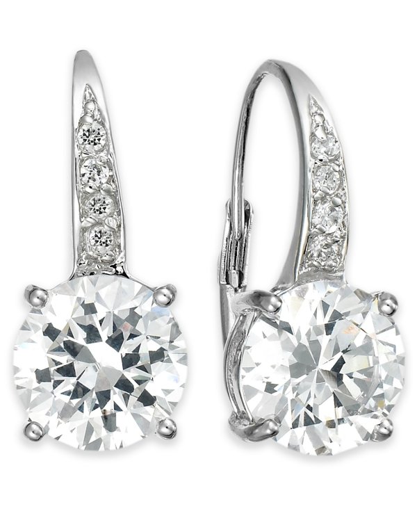 Cubic Zirconia Leverback Earrings in Sterling Silver or 18K Gold Over Sterling Silver, Created for Macy's