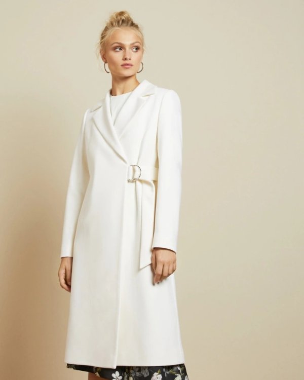 DEZPINA Long belted wrap overcoat