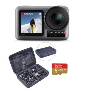 DJI Osmo Action 4K HDR Camera w/ 32GB microSD, Froggi Acc Set & Charging Kit