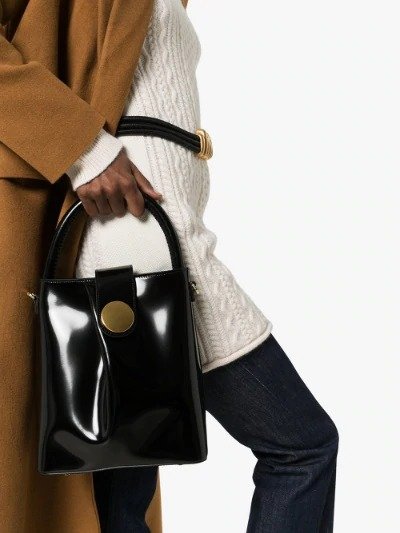 black Buck patent leather tote bag