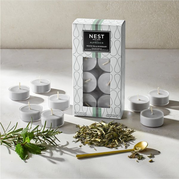 White Tea & Rosemary 12-Pack Tealight Candle Refills