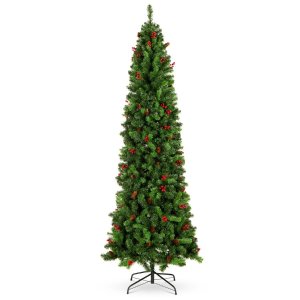 Best Choice Products 浆果圣诞树2尺寸可选，带真橡木果