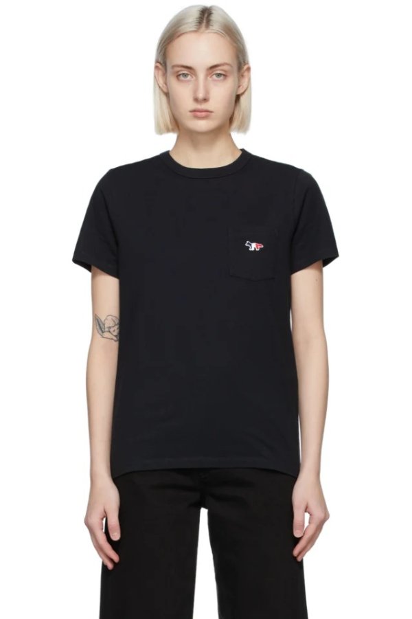 Black Tricolor Fox Classic Pocket T-Shirt