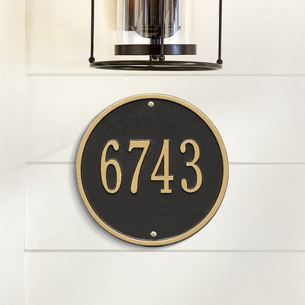 Bedford Round Elegant Metal Wall Address Plaque House Number Sign