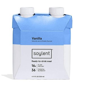 Soylent Vanilla Plant Protein Meal Replacement Shake, Pack of 4