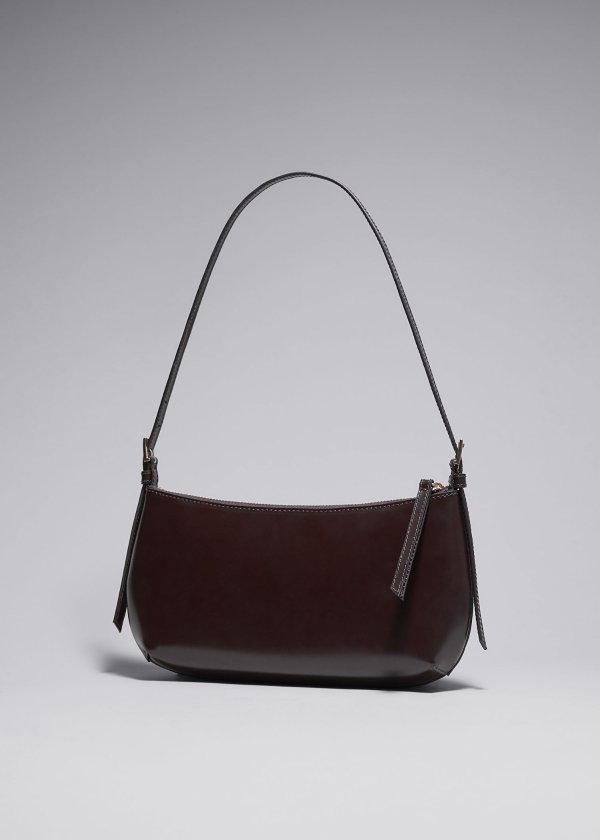 Glossed-Leather Shoulder Bag