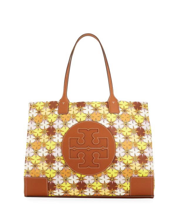 Ella Floral-Print Nylon Logo Tote Bag