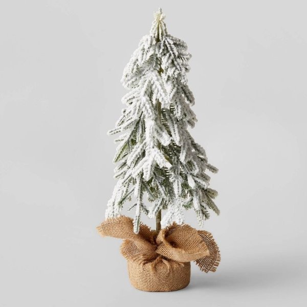 14&#34; Unlit Downswept Lightly Flocked Artificial Christmas Tree with Burlap Wrapped Base - Wondershop&#8482;
