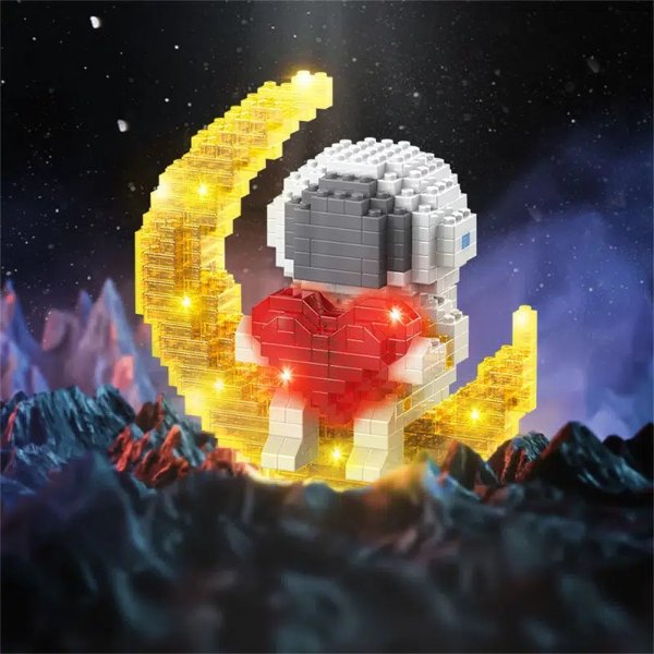 Astronaut Blocks With Led Tabletop Decorations Miniature Blocks Toy Gift - Toys & Games - Temu