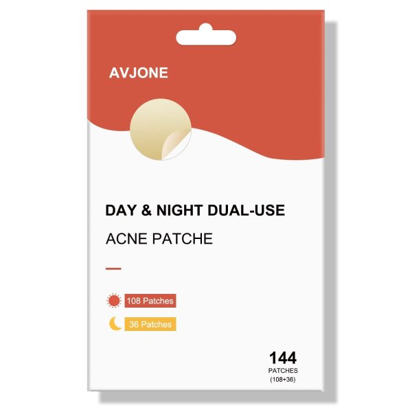 AVJONE Day and Night Dual-use Acne Pimple Patch for Covering Zits and Blemishes, Spot Stickers for Face and Skin, Vegan - friendly and Not Tested on Animals (108+36)
