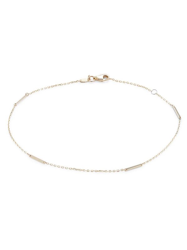 14K Yellow Gold Bar Station Forzatina Chain Anklet