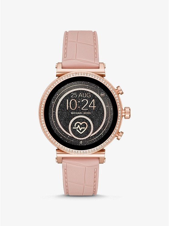 Sofie Heart Rate Rose Gold-Tone and Embossed Silicone Smartwatch