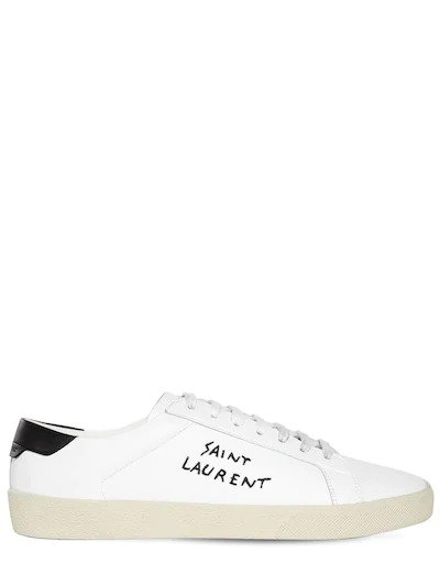 LOGO EMBROIDERY LEATHER SNEAKERS