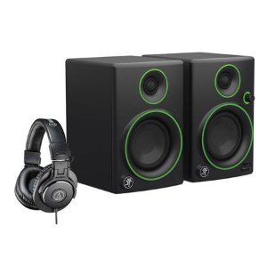 Mackie CR3 3" 50W Creative Reference Multimedia Monitors + Audio-Technica ATH-M30x Professional Monitor Headphones