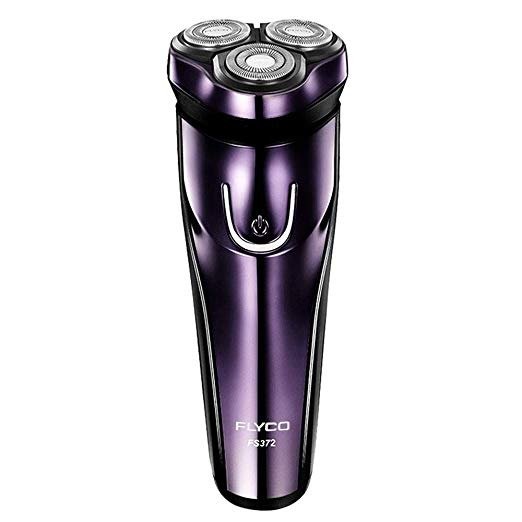 Electric Razor for Men, FLYCO Wet & Dry Mens Razors for Shaving Electric Cordless With Pop-up Trimmer, Rotary Razors Electric Shavers for Men Waterproof Rechargeable Purple