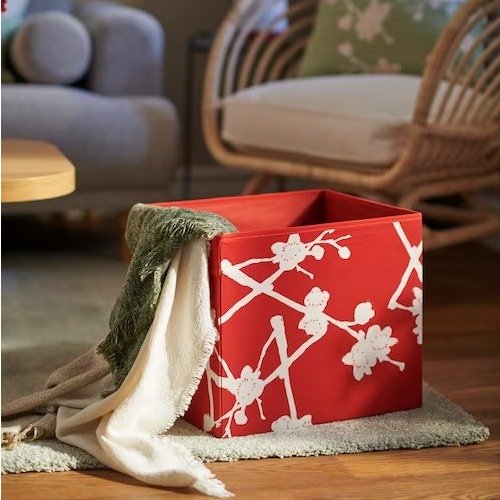 FOSSTA Box, red/plum blossom, 13x15x13" - IKEA