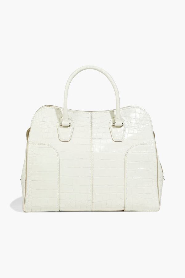 Croc-effect leather tote