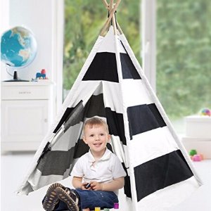 Heritage Kids Play Tent, Black and White Stripes