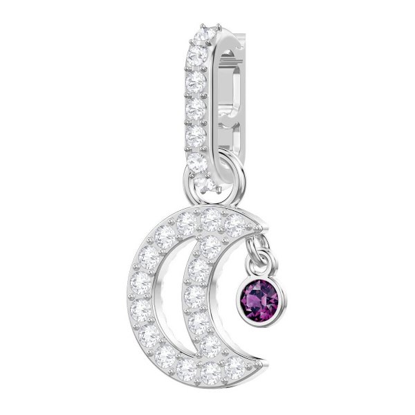 Remix Collection Charm, Moon, White, Rhodium plating by