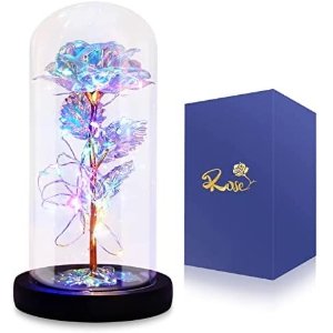 Gee Hut Glass Rose Gifts Eternal Rose with Colourful LED Lights