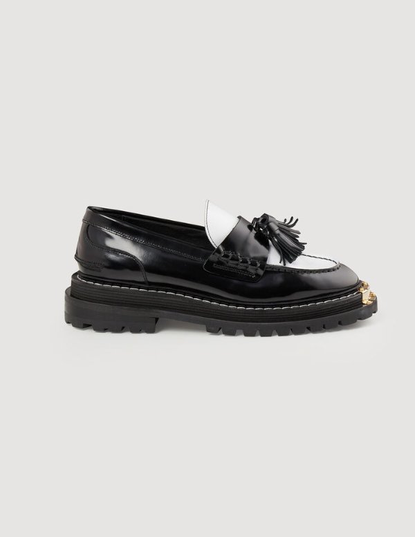 Thick-soled leather loafers