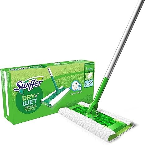 Sweeper Dry + Wet All Purpose Floor Mopping and Cleaning Starter Kit with Heavy Duty Cloths, Includes: 1 Mop, 19 Refills
