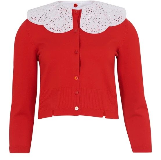 Cardigan with embroidered collar