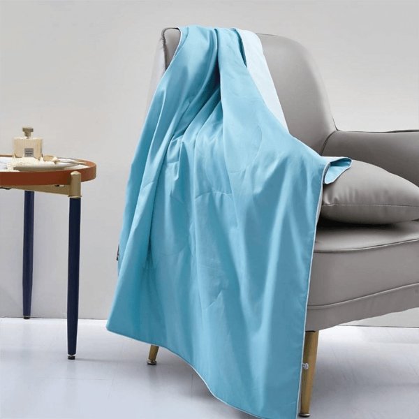 100%蚕丝便携毯 蚕丝填充沙发毯旅行被办公毯空调毯 太湖蓝 90x120cm | 亚米