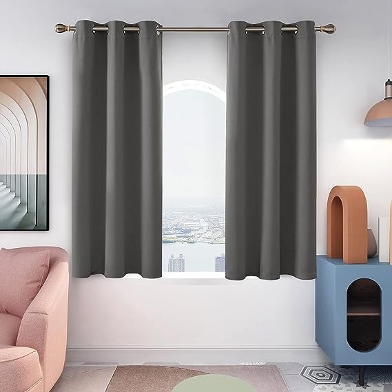 Room Darkening Blackout Curtains -Thermal Insulated Drapes for Living Room (Light Grey, 42x63 in, 2 Panels)