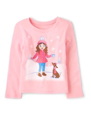 Baby And Toddler Girls Long Sleeve Girl Graphic Tee | The Children's Place - SIMPLE PINK
