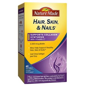 Nature Made Hair, Skin, Nails with Biotin Softgel, 2500 mcg, 60 Count