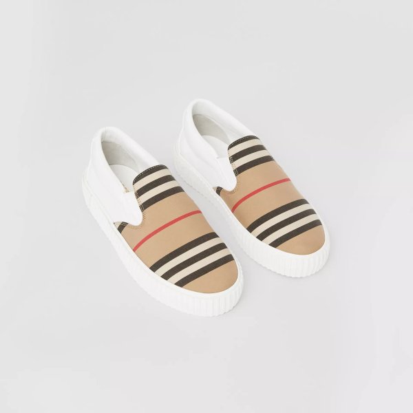 Icon Stripe Cotton Slip-on Sneakers