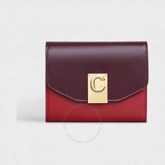 C Calfskin Bi-color Folding Wallets
