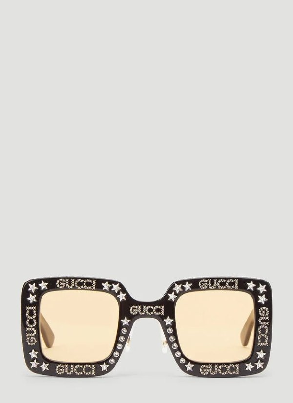 Embellished Square Sunglasses in Yellow