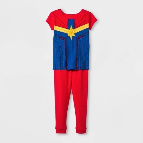 Toddler Girls' Captain Marvel 2pc Pajama Set - Red