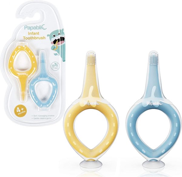 Papablic Infant Training Toothbrush with Suction Base