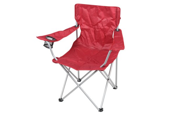 Basic Quad Folding Camp Chair with Cup Holder, Red