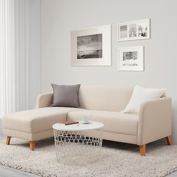 LINANAS Sofa, With chaise/Vissle beige - IKEA