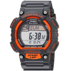 Casio Men's STL-S100H-4AVCF "Tough Solar" Stainless Steel Fitness Watch with Black Resin Band
