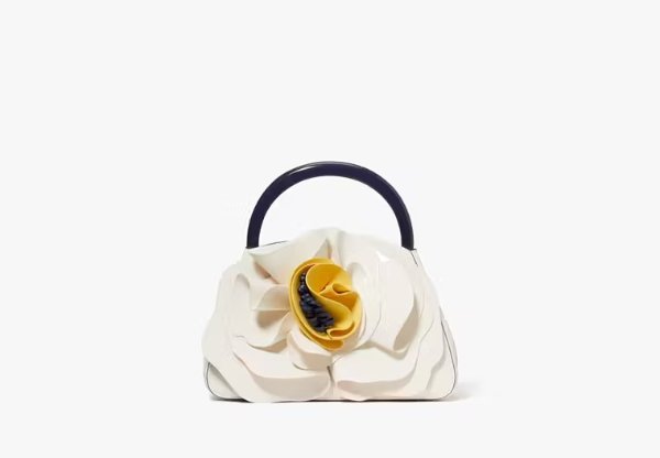 Flora Patent Leather 3d Flower Top-handle Bag