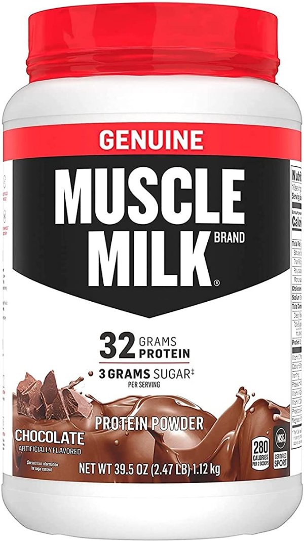 Muscle Milk Genuine Protein Powder, Chocolate, 32g Protein, 2.47 Pound, 16 Servings