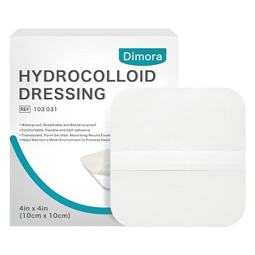 Hydrocolloid Wound Dressing, 10 Pack Ultra Thin 4" x 4" Large Patch Bandages with Self-Adhesive, Fast Healing for Bedsore, Burn, Blister, Acne Care, Sterile and Waterproof