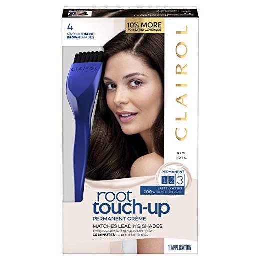 Clairol Root Touch-Up Permanent Hair Color Creme, 4 Dark Brown, 2 Count