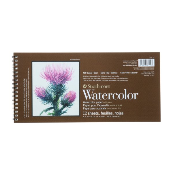 Watercolor Paper Pad, 400 Series, 6in x 12in, Spiral-Bound