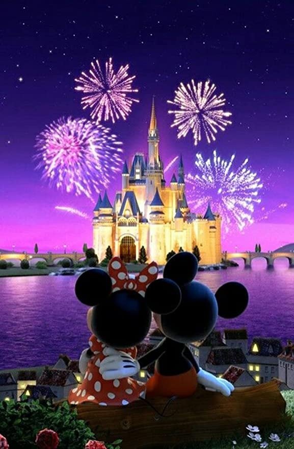 DIY 5D Diamond Painting Kits Mickey Mouse Castle, Crystal Rhinestone Diamond Embroidery Paintings Pictures Arts Craft for Home Wall Decor (12x16inch)